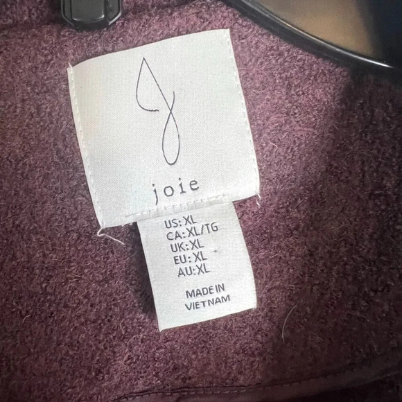 JOIE Wool Blend Button‎ Front Boxy Dark Purple Cardigan Jacket Women's Size XL - Picture 6 of 8